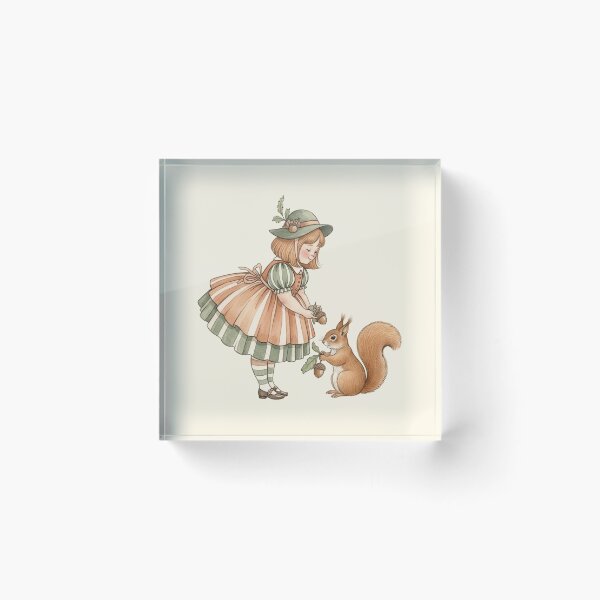 Item preview, Woodland Adventures: Girl Sharing Acorns with a Squirrel designed and sold by Pasteltone.