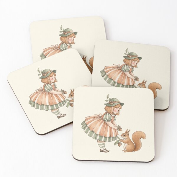 Item preview, Woodland Adventures: Girl Sharing Acorns with a Squirrel designed and sold by Pasteltone.