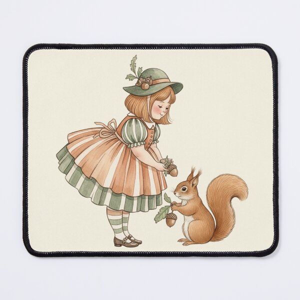 Item preview, Woodland Adventures: Girl Sharing Acorns with a Squirrel designed and sold by Pasteltone.