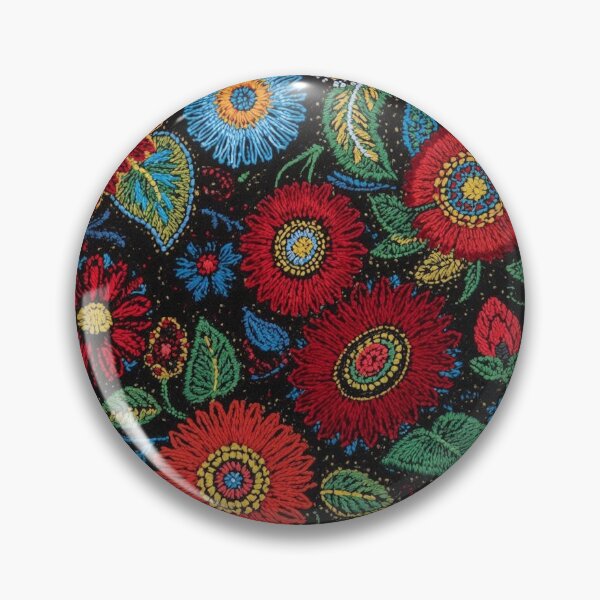 Item preview, Red and Blue Flowers Embroidery  designed and sold by PamLeeDesign.