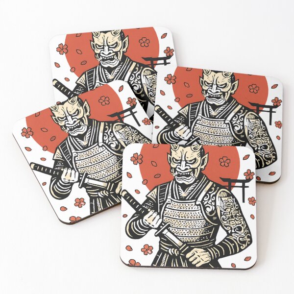 Item preview, Oni Samurai Warrior – Japanese Demon Mask Katana Art designed and sold by kaxymax.