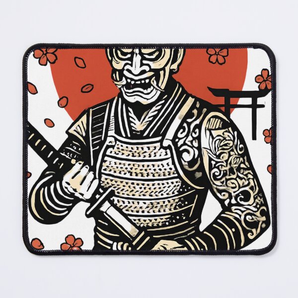 Item preview, Oni Samurai Warrior – Japanese Demon Mask Katana Art designed and sold by kaxymax.