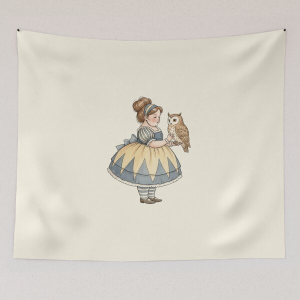 Item preview, Vintage Storybook Girl with a Wise Owl designed and sold by Pasteltone.
