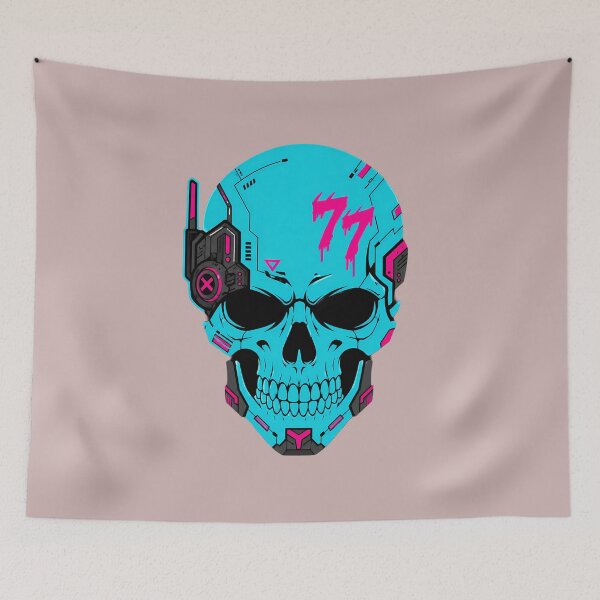 Item preview, Cyberpunk Cyber Skull 77 Neon Cybernetic Gaming Graphic designed and sold by ArtdesignsA.