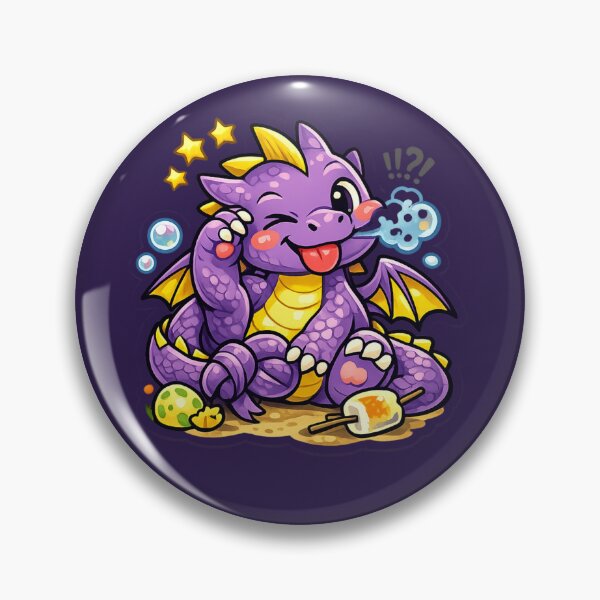 Item preview, Cute Purple Dragon Trying to Toast Marshmallow: Kawaii Fantasy Mascot Sticker designed and sold by Yasmine Mohammed.