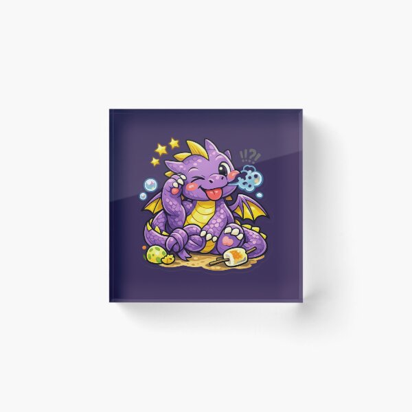 Item preview, Cute Purple Dragon Trying to Toast Marshmallow: Kawaii Fantasy Mascot Sticker designed and sold by Yasmine Mohammed.