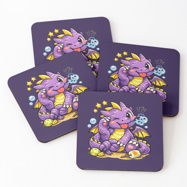Item preview, Cute Purple Dragon Trying to Toast Marshmallow: Kawaii Fantasy Mascot Sticker designed and sold by Yasmine Mohammed.