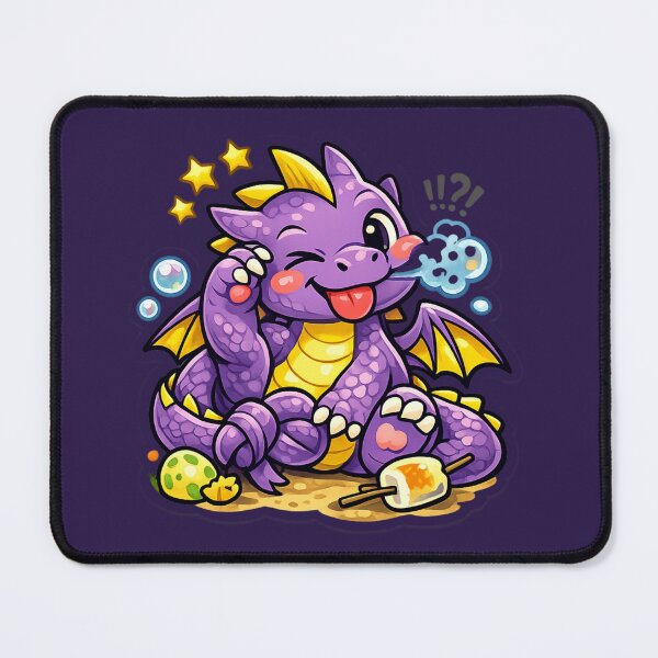 Item preview, Cute Purple Dragon Trying to Toast Marshmallow: Kawaii Fantasy Mascot Sticker designed and sold by Yasmine Mohammed.