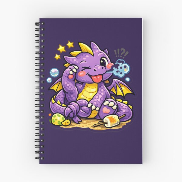 Item preview, Cute Purple Dragon Trying to Toast Marshmallow: Kawaii Fantasy Mascot Sticker designed and sold by Yasmine Mohammed.