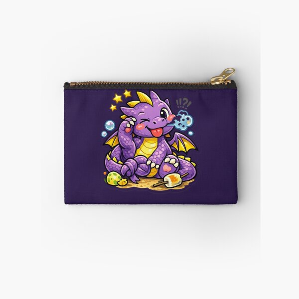 Item preview, Cute Purple Dragon Trying to Toast Marshmallow: Kawaii Fantasy Mascot Sticker designed and sold by Yasmine Mohammed.