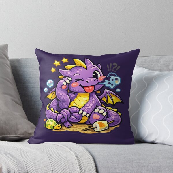Item preview, Cute Purple Dragon Trying to Toast Marshmallow: Kawaii Fantasy Mascot Sticker designed and sold by Yasmine Mohammed.
