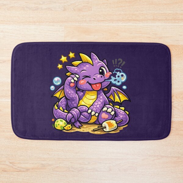 Item preview, Cute Purple Dragon Trying to Toast Marshmallow: Kawaii Fantasy Mascot Sticker designed and sold by Yasmine Mohammed.