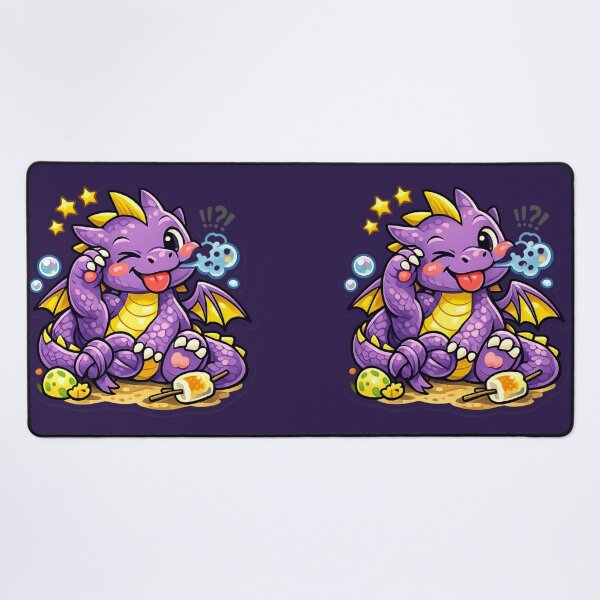 Item preview, Cute Purple Dragon Trying to Toast Marshmallow: Kawaii Fantasy Mascot Sticker designed and sold by Yasmine Mohammed.