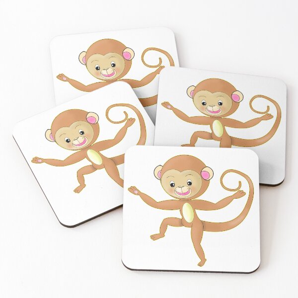 Item preview, Cute Happy Kawaii Monkey Dancing And Smiling designed and sold by BalRaju-Doodles.