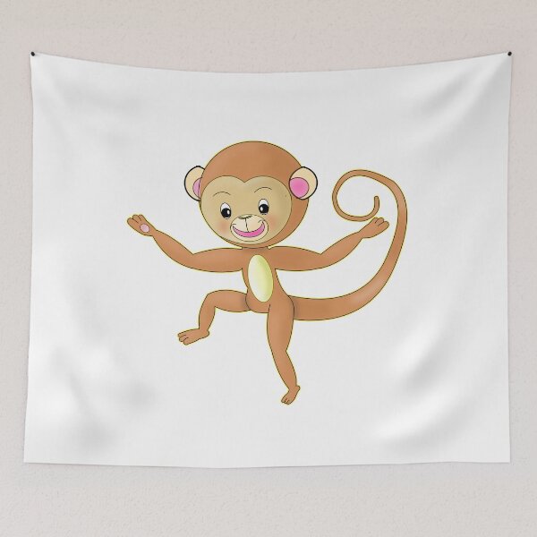 Item preview, Cute Happy Kawaii Monkey Dancing And Smiling designed and sold by BalRaju-Doodles.