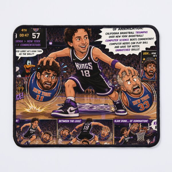 Item preview, Cartoon Basketball Showdown: Sergey Brin vs. Hasan Piker and Kyle Kulinski designed and sold by Uniqueartai.