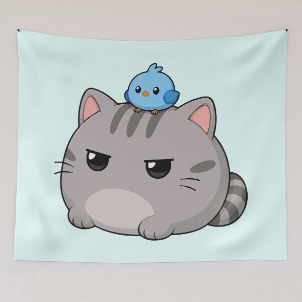 Item preview, Little Blue Bird Buddy - Annoyed Kitty designed and sold by Vanilla-Girl.