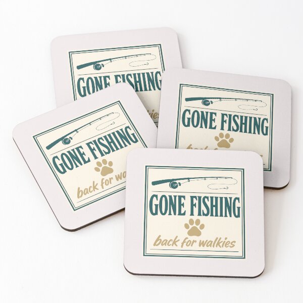 Item preview, Gone Fishing Back for Walkies — Vintage Pub Sign Retro Fishing Dog Gift designed and sold by MeatyTees.