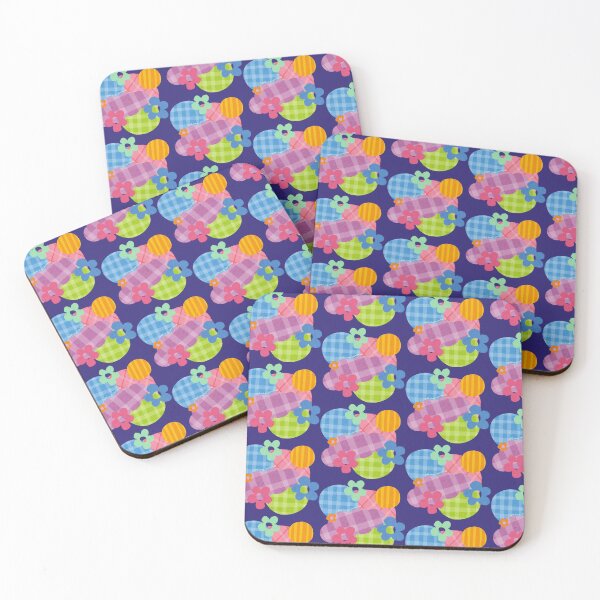 Item preview, Fuzzy Feelings — Retro Gingham Floral Blob Print designed and sold by Bottled Sunshine Studio.