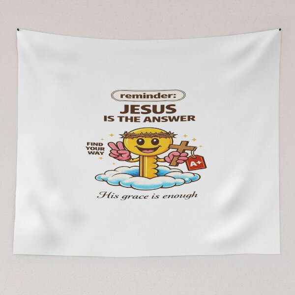 Item preview, Jesus Is the Answer Key Art • Cute Faith Illustration with Cross & Uplifting Christian Message designed and sold by Bright Nest Studio.