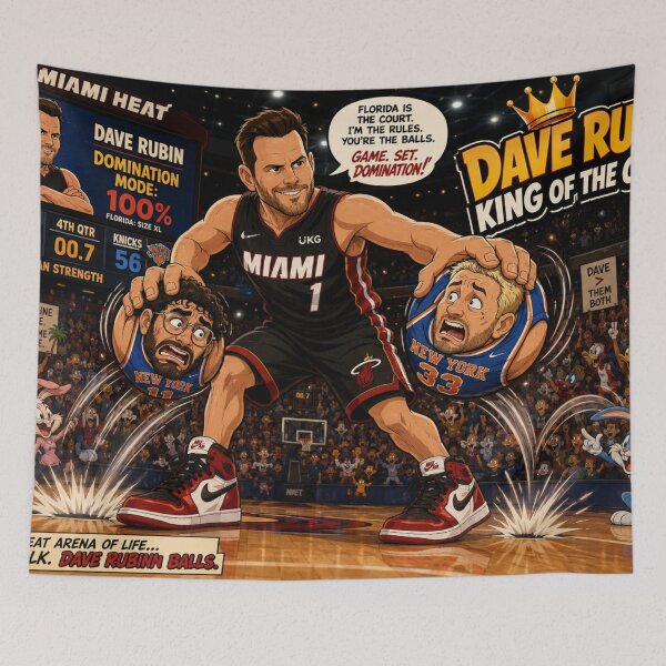 Item preview, Cartoon Basketball Showdown: Dave Rubin vs. Hasan Piker and Kyle Kulinski designed and sold by Uniqueartai.