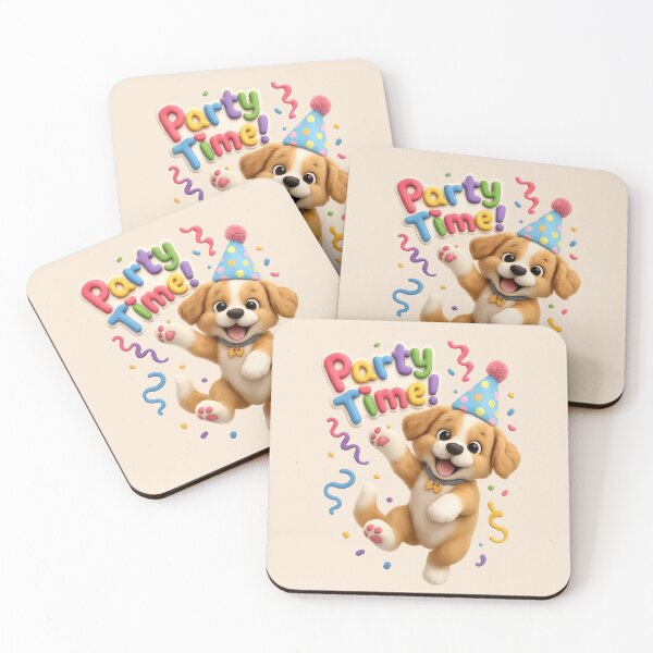 Item preview, Cute Puppy Birthday Party | Kawaii 3D Happy Birthday Art designed and sold by Moons Studio.