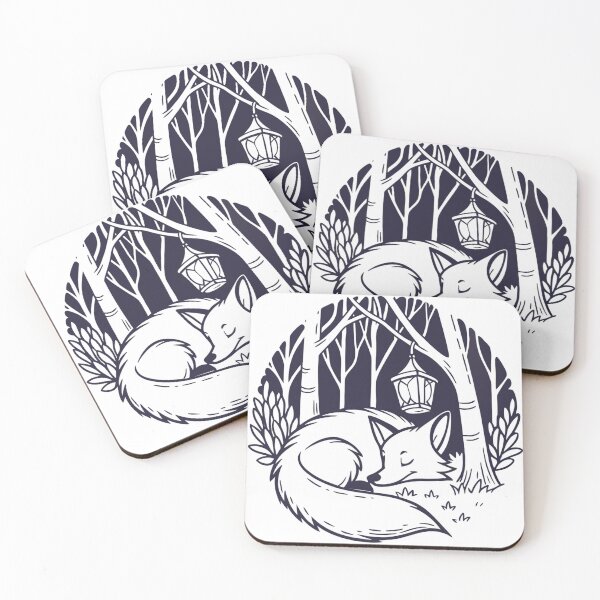 Item preview, fox sleeping in forest library surrounded by glowing lanterns designed and sold by Senglaopattern.