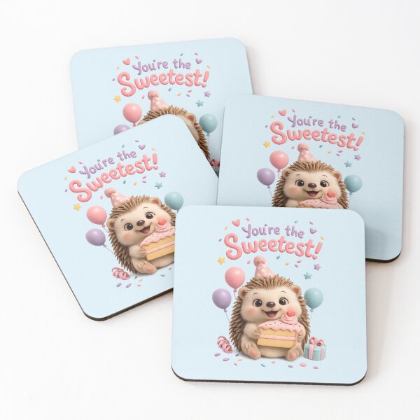 Item preview, Cute Baby Hedgehog Cake Party | Kawaii 3D Happy Birthday Animal Art designed and sold by Moons Studio.