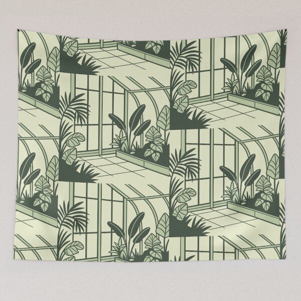 Item preview, peaceful greenhouse room filled with plants and sunlight designed and sold by Senglaopattern.
