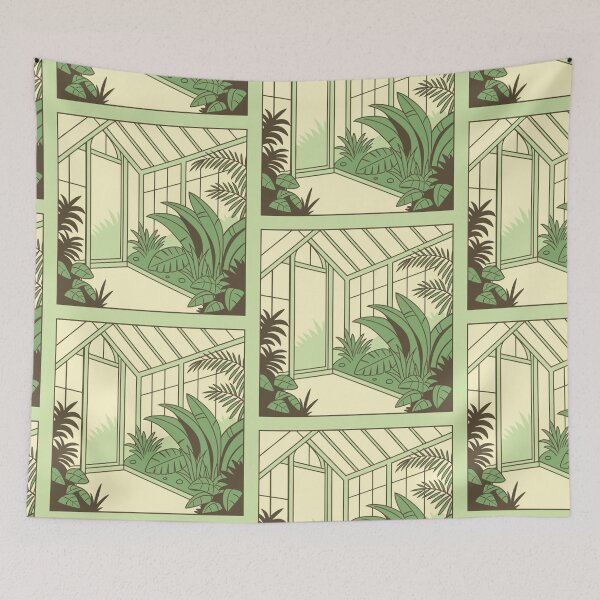 Item preview, peaceful greenhouse room filled with plants and sunlight designed and sold by Senglaopattern.