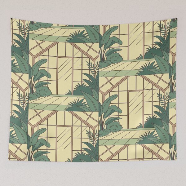 Item preview, peaceful greenhouse room filled with plants and sunlight designed and sold by Senglaopattern.