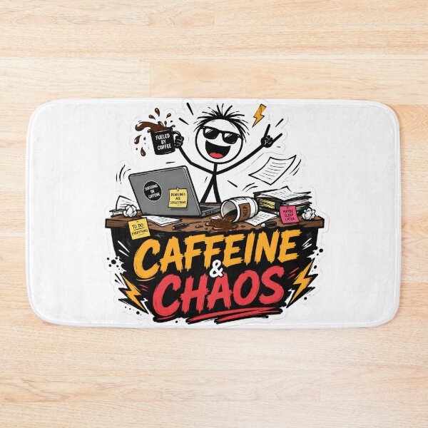 Item preview, Caffeine & Chaos Coffee Stickman designed and sold by StickyGuys.