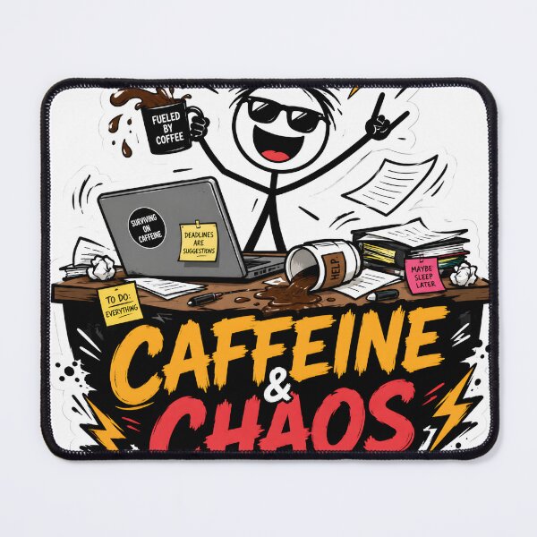 Item preview, Caffeine & Chaos Coffee Stickman designed and sold by StickyGuys.