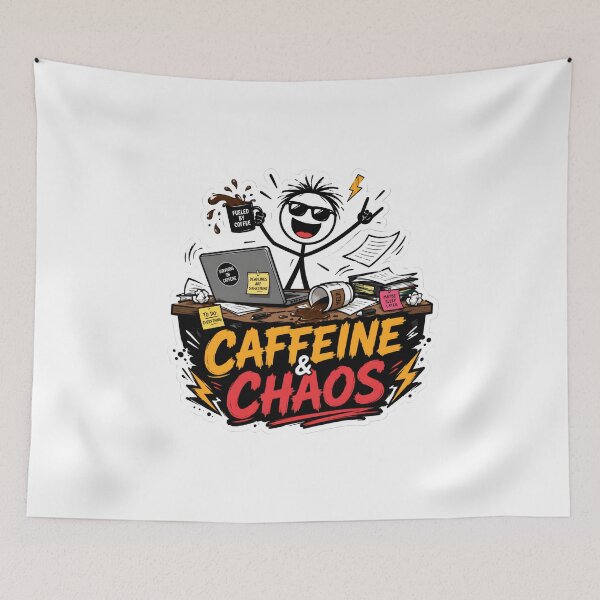 Item preview, Caffeine & Chaos Coffee Stickman designed and sold by StickyGuys.