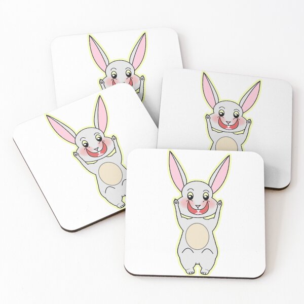 Item preview, Cute Happy Kawaii Rabbit Cheering And Smiling designed and sold by BalRaju-Doodles.