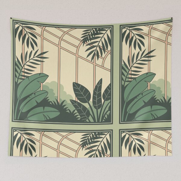 Item preview, peaceful greenhouse room filled with plants and sunlight designed and sold by Senglaopattern.