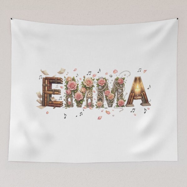 Item preview, Emma Name Art Collage – Vintage Flowers & Books – Elegant Gift designed and sold by Gianni Capone Italian Design.