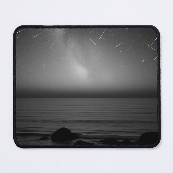 Item preview, Meteor Shower Over Midnight Ocean | Black and White Starry Night Sky Art designed and sold by EllDAV777.