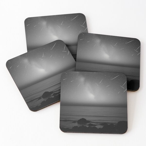 Item preview, Meteor Shower Over Midnight Ocean | Black and White Starry Night Sky Art designed and sold by EllDAV777.