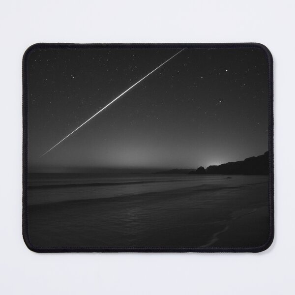 Item preview, Shooting Star Over Midnight Beach | Monochrome Night Sky Photography designed and sold by EllDAV777.