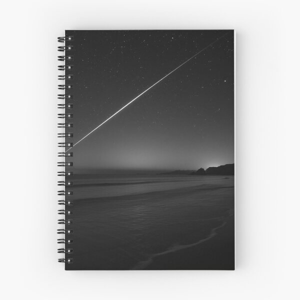 Item preview, Shooting Star Over Midnight Beach | Monochrome Night Sky Photography designed and sold by EllDAV777.