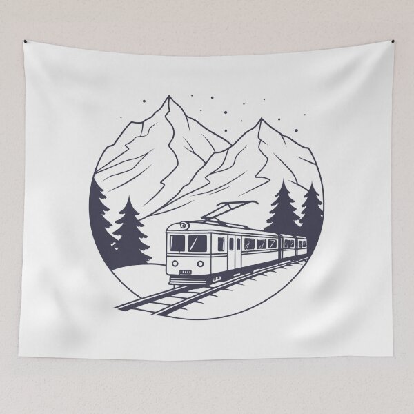 Item preview, cozy train ride through snowy mountains, cinematic atmosphere designed and sold by Senglaopattern.