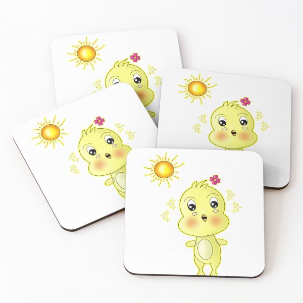 Item preview, Cute Sunny Kawaii Chick With Flower And Sparkles designed and sold by BalRaju-Doodles.