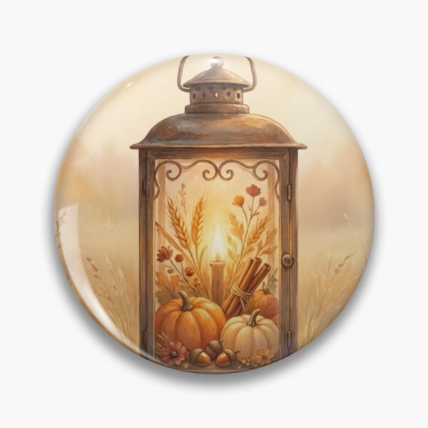 Item preview, Watercolor Autumn Golden Harvest Lantern in Misty Meadow designed and sold by FunFitLife Studio.