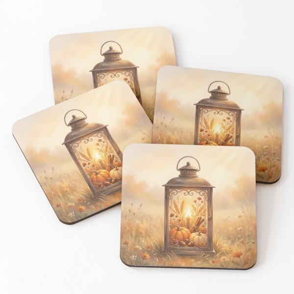 Item preview, Watercolor Autumn Golden Harvest Lantern in Misty Meadow designed and sold by FunFitLife Studio.