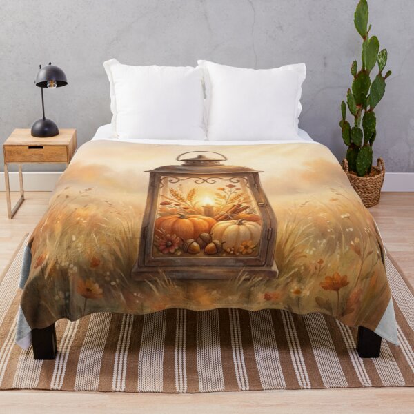 Item preview, Watercolor Autumn Golden Harvest Lantern in Misty Meadow designed and sold by FunFitLife Studio.