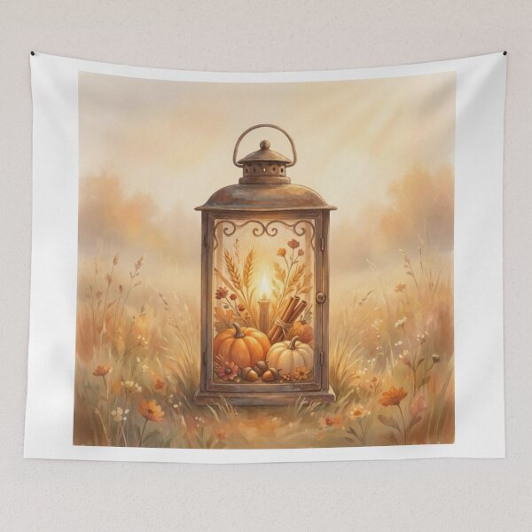 Item preview, Watercolor Autumn Golden Harvest Lantern in Misty Meadow designed and sold by FunFitLife Studio.