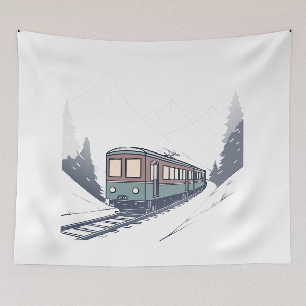 Item preview, cozy train ride through snowy mountains, cinematic atmosphere designed and sold by Senglaopattern.