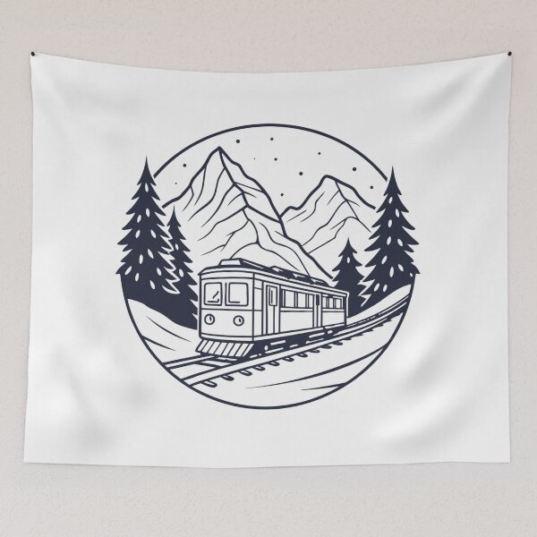 Item preview, cozy train ride through snowy mountains, cinematic atmosphere designed and sold by Senglaopattern.