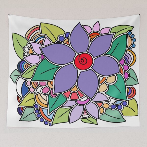 Item preview, Whimsical Purple Flower Garden - Abstract Hand Drawn Art designed and sold by ubborn.